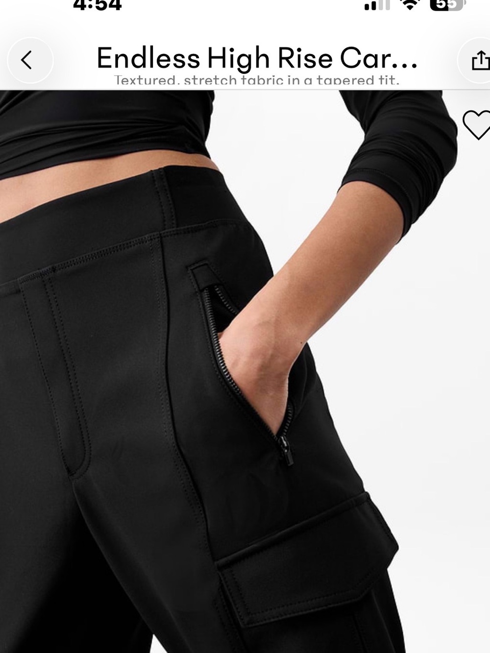 Women’s, Endless High-Rise Cargo Pants - Black, size 4 - Picture 2 of 4